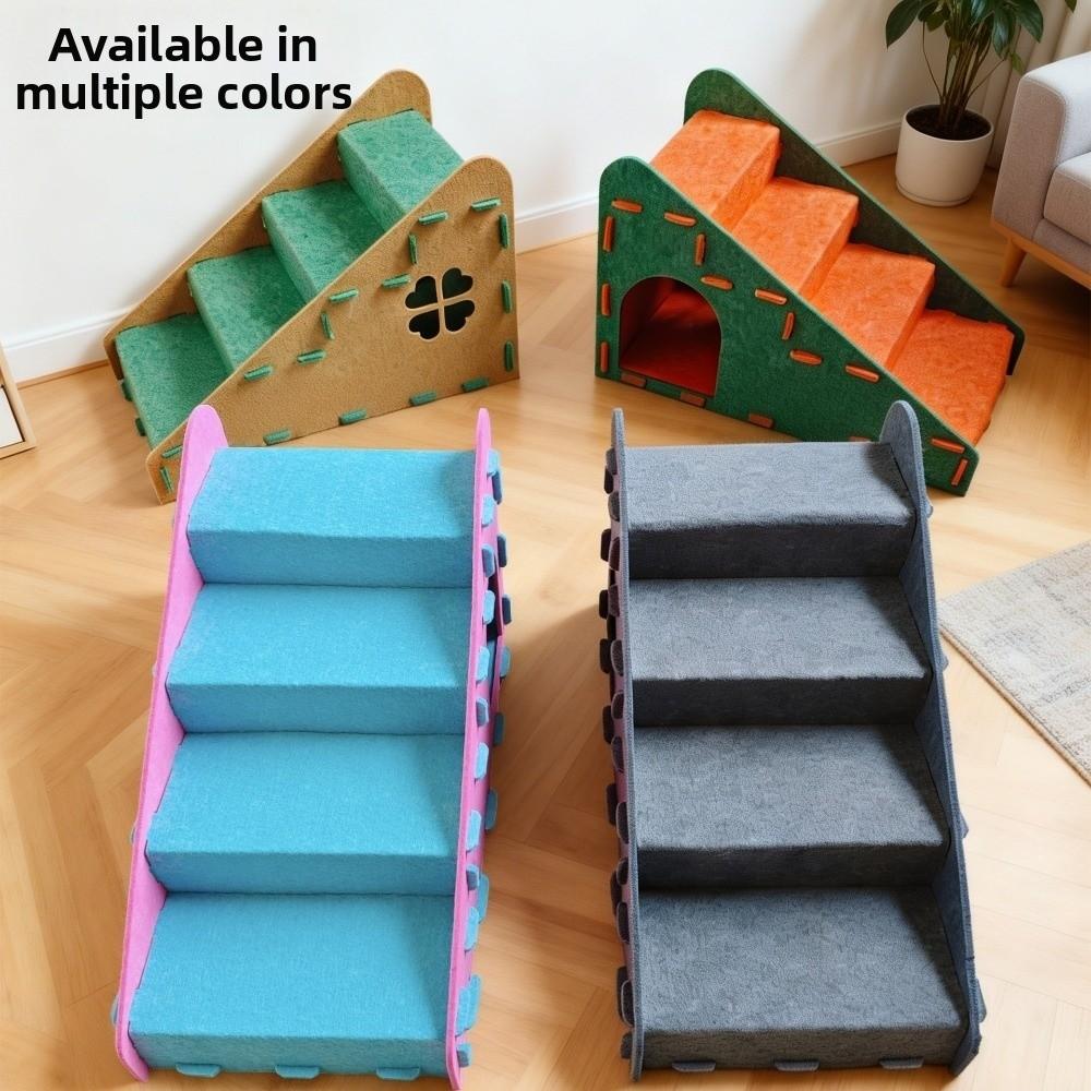 3-in-1 Pet Ramp Stairs Premium Felt Cat Scratching Board Sturdy Cat Bed House Cat Supplies
