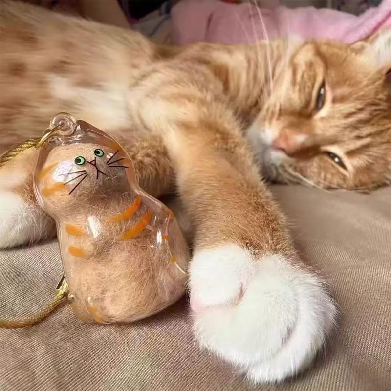 Милый маленький кулон для хранения кошачьей шерсти, прозрачная коробочка для хранения кошачьей шерсти, брелок с шариком из шерсти питомца