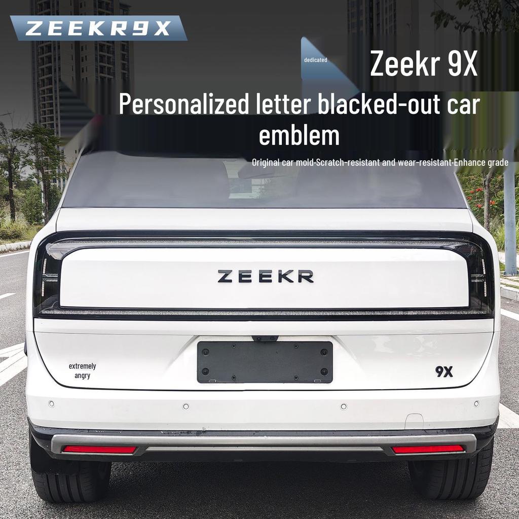 Blackened Zeekr 9X Front/Rear Logo Cover - Metal Protection & Decorative Car Accessory