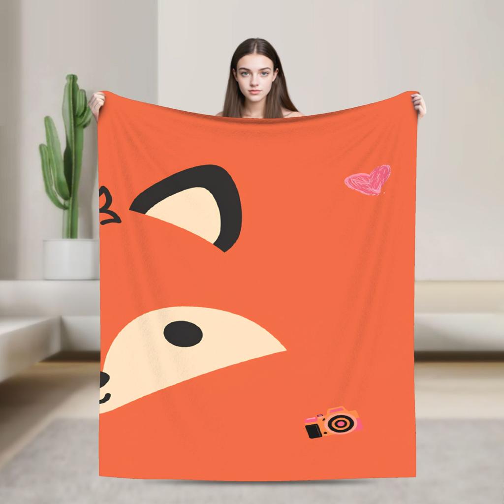 Cozy Blanket Plane Travel Cute Fox Throw Blanket Casual Bedspread For Chair Sofa Bed
