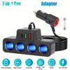 Разветвитель автомобильного зарядного устройства 7-в-1 с 4 розетками и портами USB/PD, адаптер быстрой зарядки 12–24 В с предохранителем и длинным кабелем