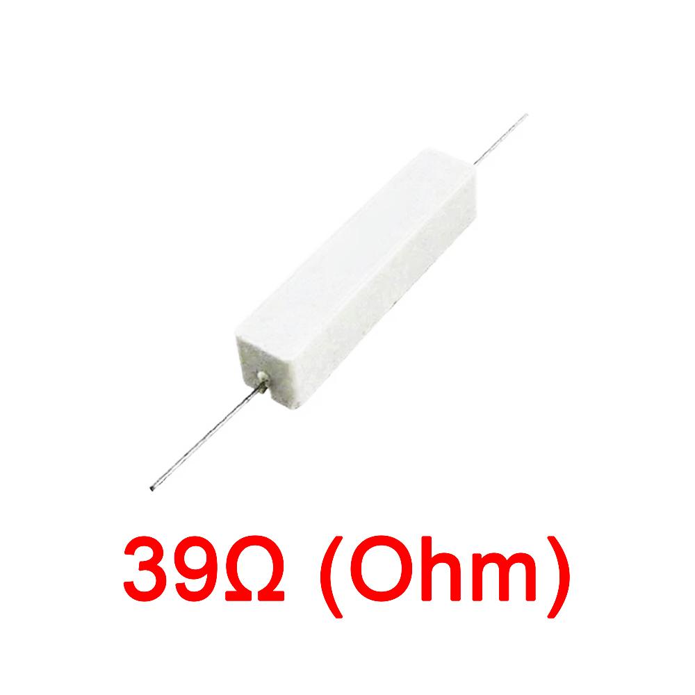 10PCS Wirewound Ceramic Cement Power Resistor Fixed Horizontal 20W Watt 0.1ohm - 100Kohm Vertical Axial Lead Resistance 5% 0.1/0.22/0.47/100/1K R Ohm