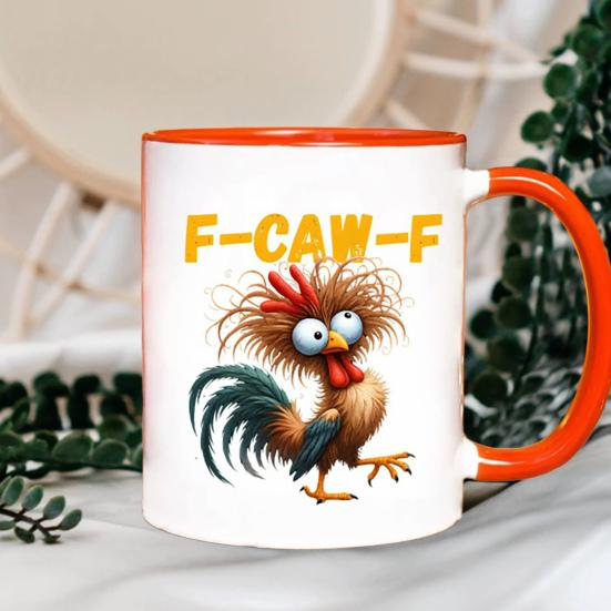 Персонализированная кружка F-Caw-F Chicken 15 унций керамическая кофейная чашка смешной петух фермерское животное юмор кружка многоразовая подходит для мытья в посудомоечной машине и микроволновой печи посуда для напитков