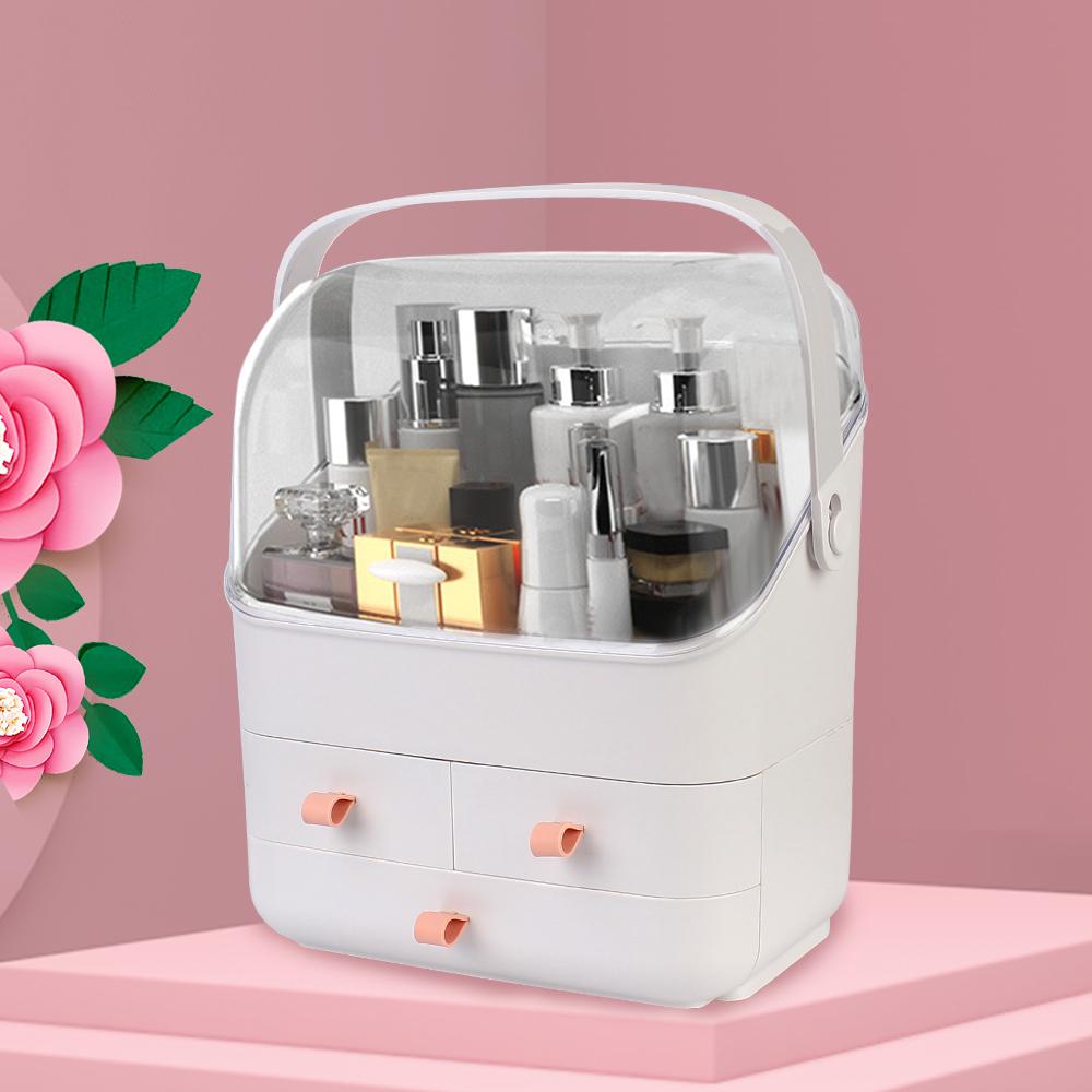 Контейнер для хранения дома Пластиковый ящик для хранения косметики Водонепроницаемый и пыленепроницаемый Модный органайзер для макияжа большой вместимости