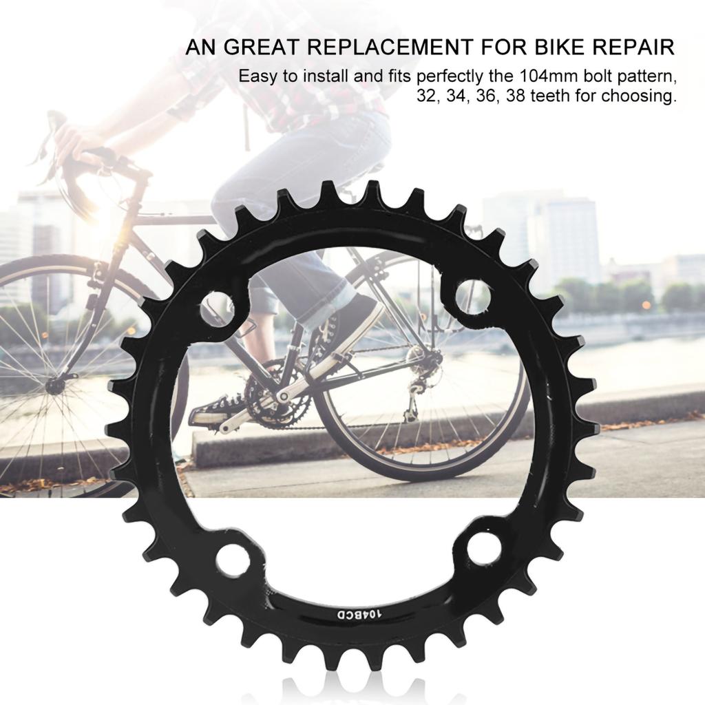 32Celsius34Celsius36Celsius38T BCD 104 Mountain Bike Steel Single Crank Chain   Repair Parts (Black 32T)