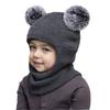 Knitted Baby Winter Hat Solid Color Kids One-piece Hat Scarf Children Bonnet Infant Cap  Girls Boys
