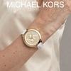 Michael Kors Тонкие женские кварцевые часы Runway с циферблатом цвета шампанского / золотого цвета на кожаном ремешке, 42 мм, MK2389