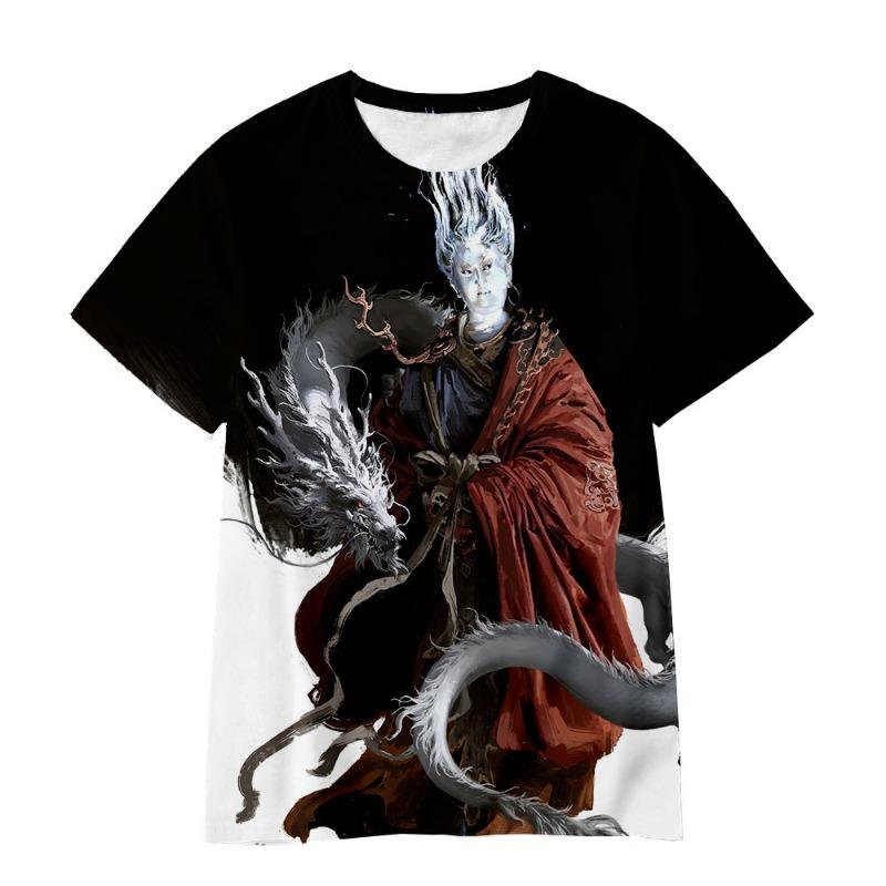 3A Action Game Black Myth Wukong Series 3D цифровая печать повседневные свободные футболки с круглым вырезом и короткими рукавами мужские