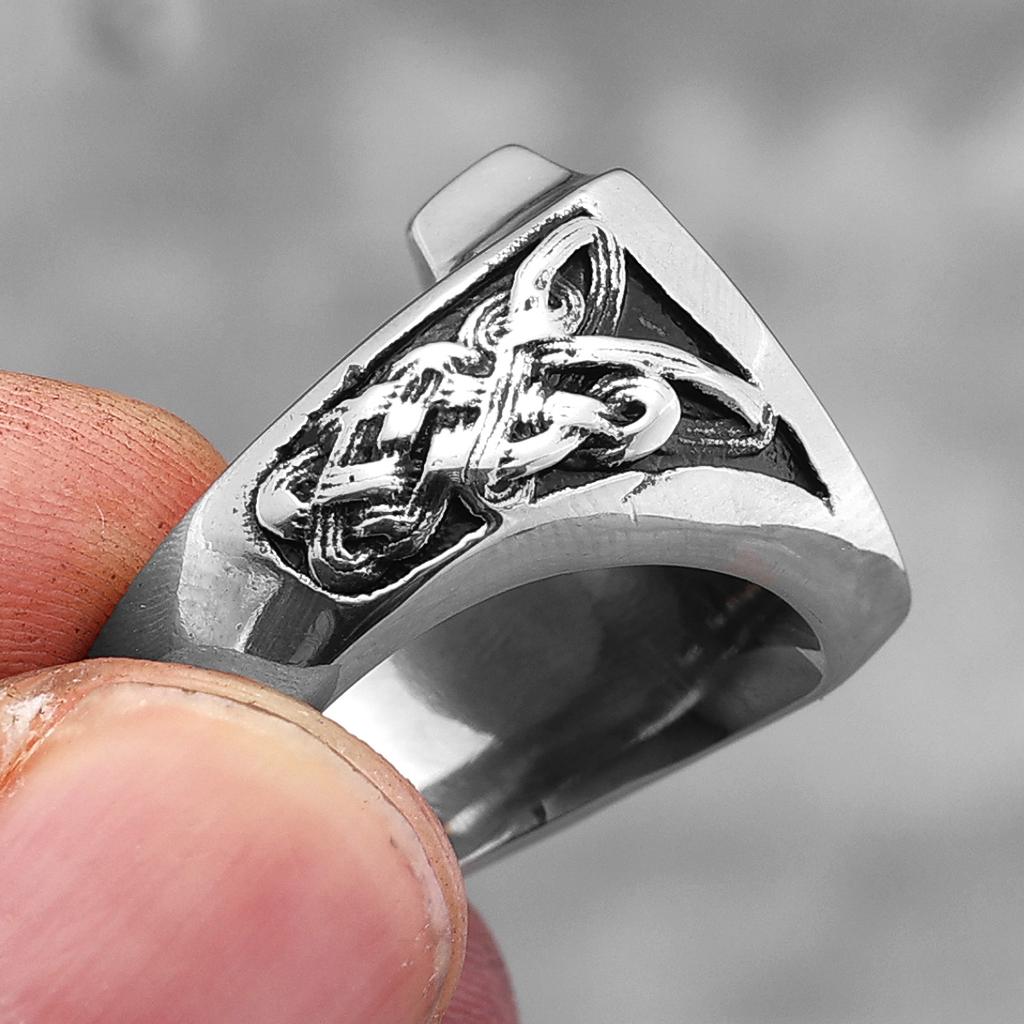Archangel St.Michael Religion Amulet Stainless Steel Mens Rings Punk for Male Boyfriend Biker Jewelry Creativity Gift