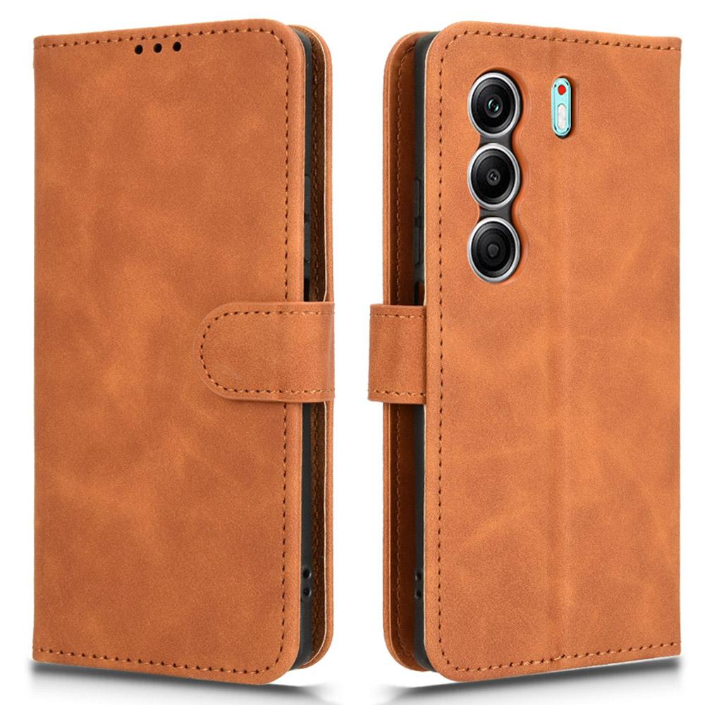 Для TECNO Camon 40 4G Кожаный чехол с ощущением кожи Противоударный Чехол-книжка с кошельком для телефона