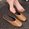 Flats Women Slippers Square Toe Slingback Mules Shoes Dress Woman Sandals 2025 Autumn Cozy Casual Zapatillas De Mujer