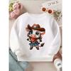 Chibi Cowgirl: A Charming Western Journey - Cozy Long Sleeve Crewneck Sweatshirt with Adorable Graphic Design for Young
