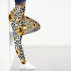 Womens White Leopard Print Sunflower Prints Stretch Yoga Leggings Fitness Running Gym Sports Active Pants