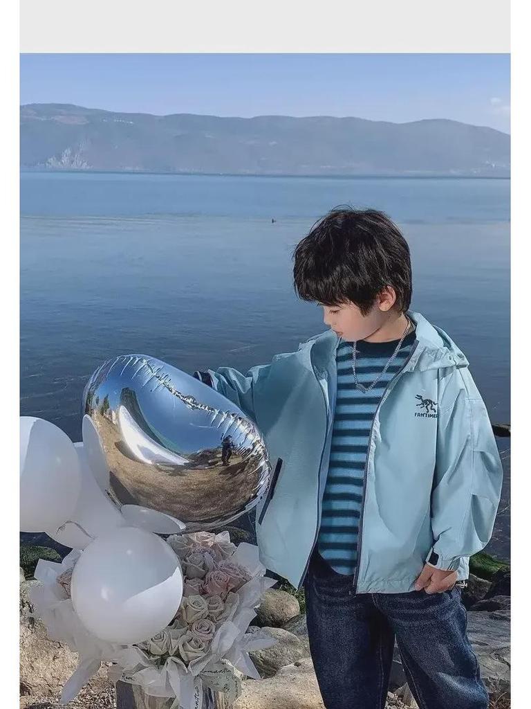 Куртка с капюшоном для мальчиков весна-осень 2024 г. - модная детская верхняя одежда