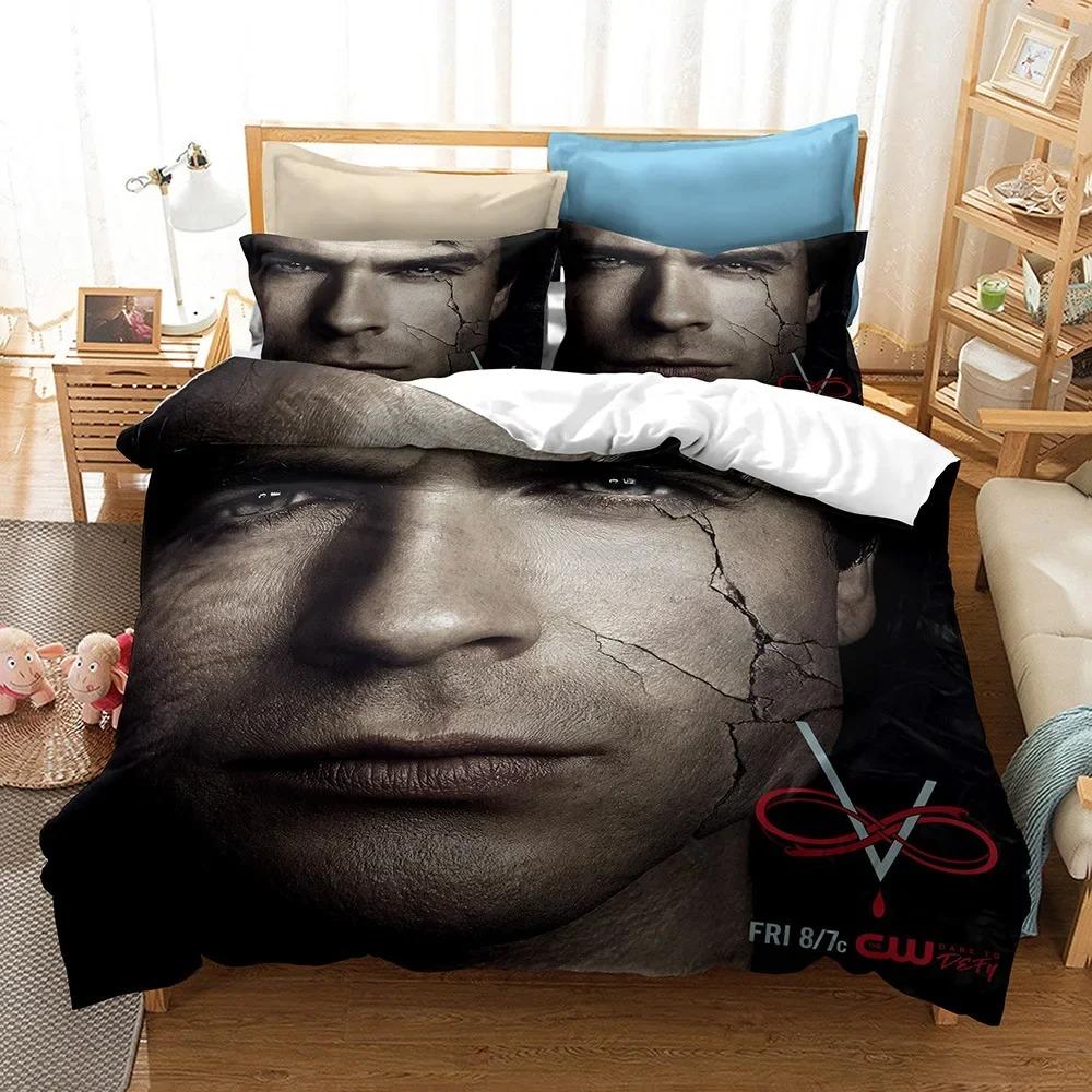 3D Печатный Постельное Белье The Vampire Diaries 3D Печатный Подходит для Спальни Комплект Пододеяльника С Наволочками Детский Домашний Текстиль