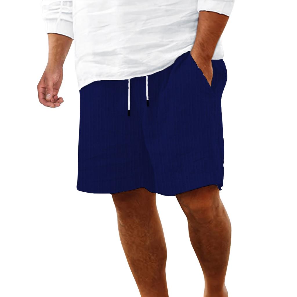 Мужские спортивные хлопковые льняные повседневные свободные шорты Повседневные пижамы с карманами для бега Брюки