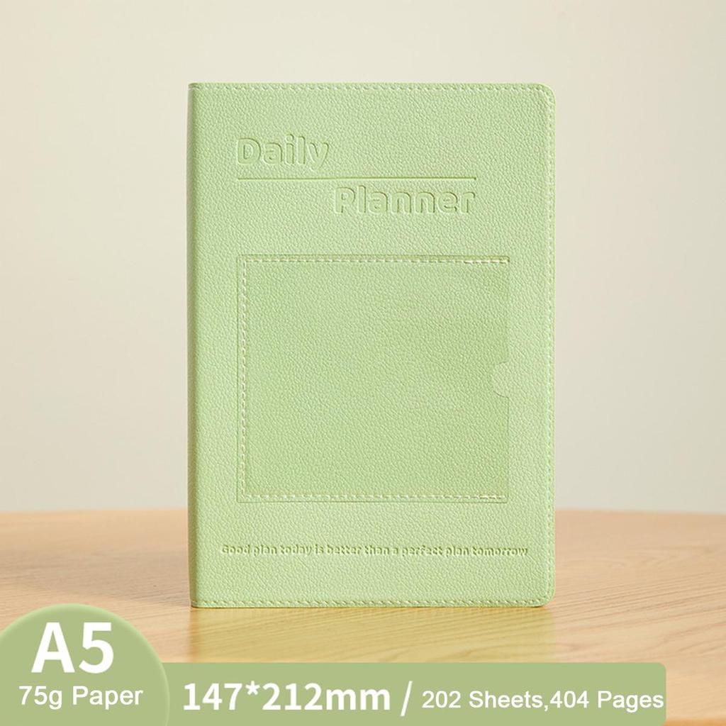 A5 Soft Leather 2025 Business Schedule, Student Daily Planner, 365-day Record Book, Notepad, Memo