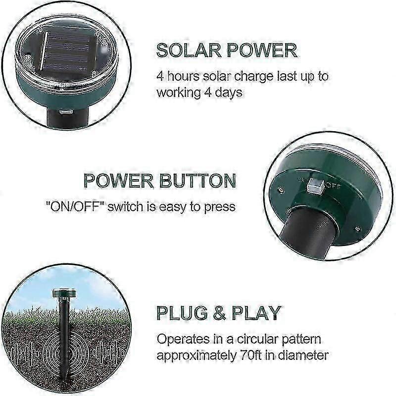 4-Pack Solar Ultrasonic Animal & Insect Repeller - Waterproof Outdoor Pest Control for Garden and Lawn