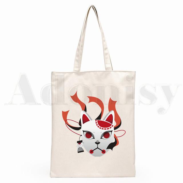 Японское аниме Kimetsu No Yaiba Demon Slayer, сумки для покупок с графическим мультяшным принтом, модная повседневная сумка для девочек, Pacakge