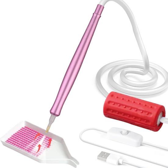 Вакуумная алмазная художественная ручка Электрическая алмазная художественная ручка с лотком для хранения Инструмент для размещения алмазов без воска для всех видов алмазов