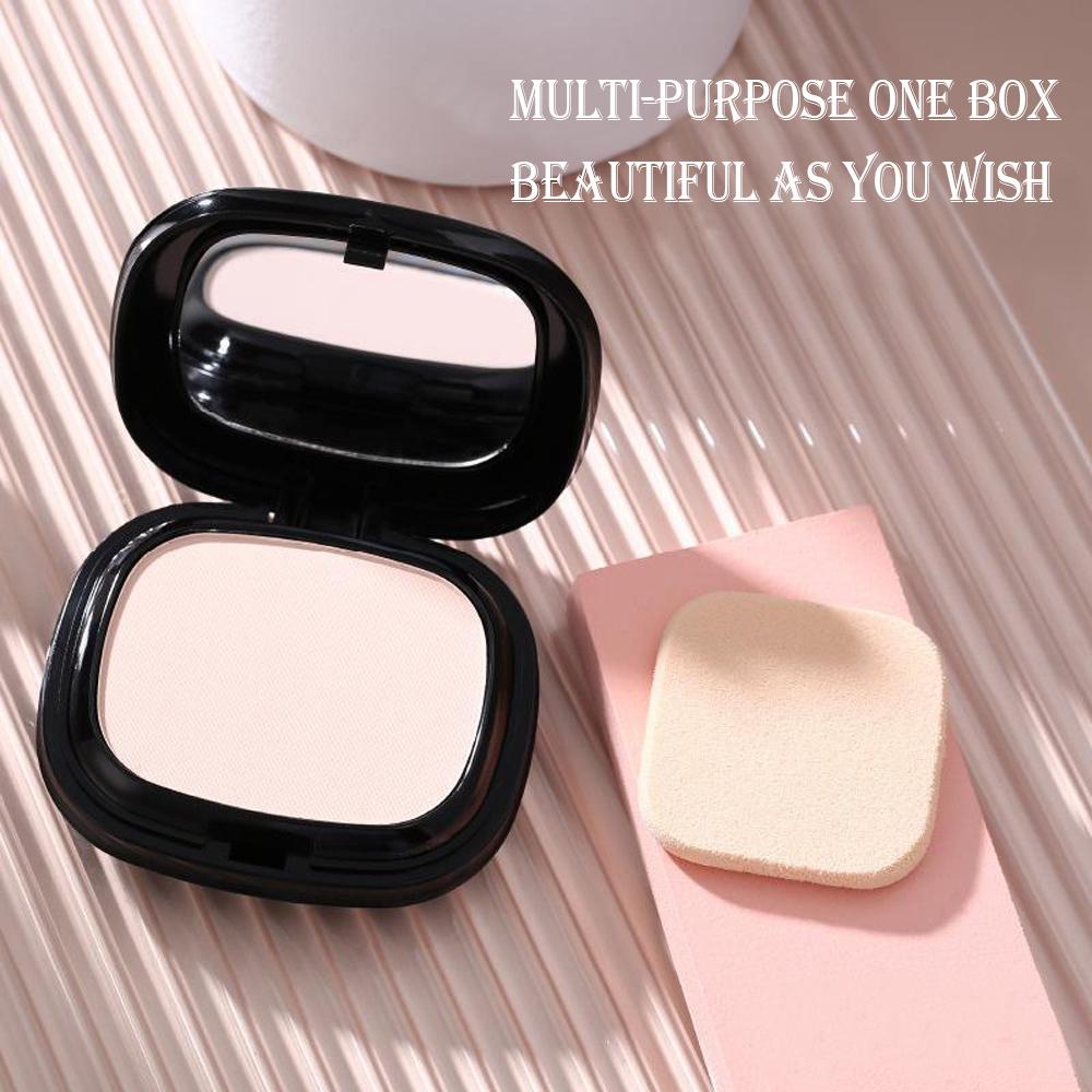 Matte Full Coverage Pressed Powder Foundation with Puff Applicator, 24H Fresh Wear Matte Weightless Finishing Powder Makeup