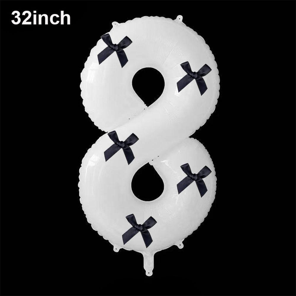 32inch Aluminum Film Black Bow Number Balloons Ribbon Bows Balloons for Birthday Decoration Supplies Anniversary Number Balloons