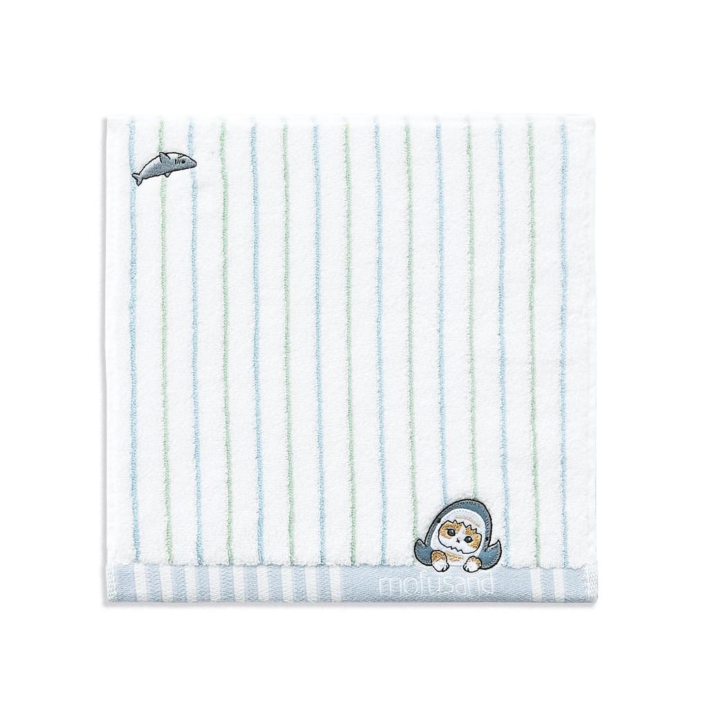 Towel Museum Mofusand Striped Towel Handkerchief Blue Shark Nyan Cat Cute 25 X 25 Cm 43-0070070 Approx.