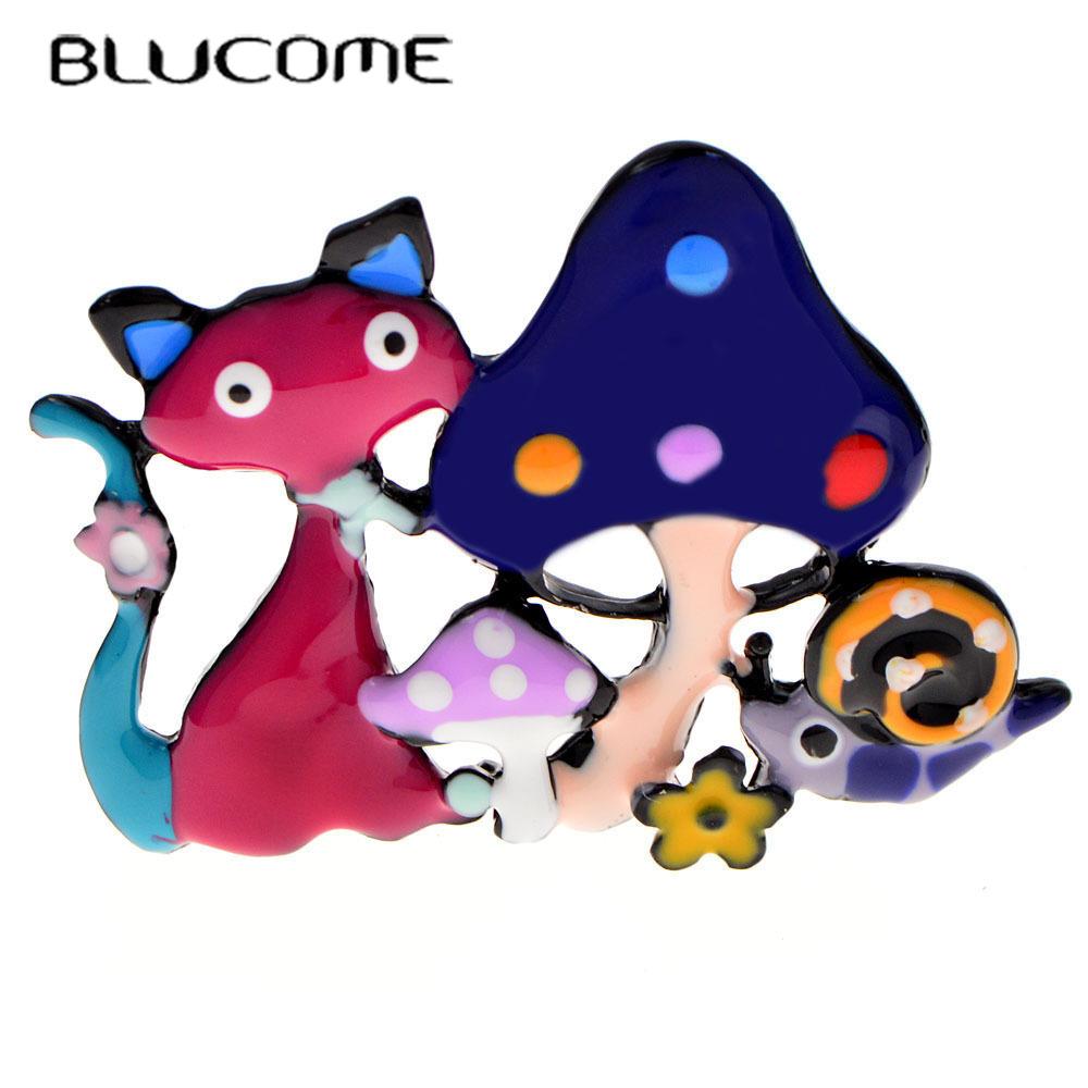 Blucome Enamel Pins Cartoon Cute Cat Brooch for Woman Man Coat Suit Buckle Pins