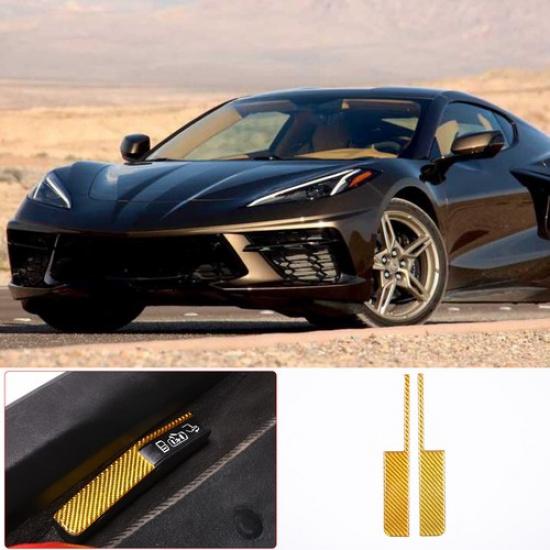 Yellow Carbon Fiber Emergency Door Lock Switch Sticker For Corvette C8 20-25