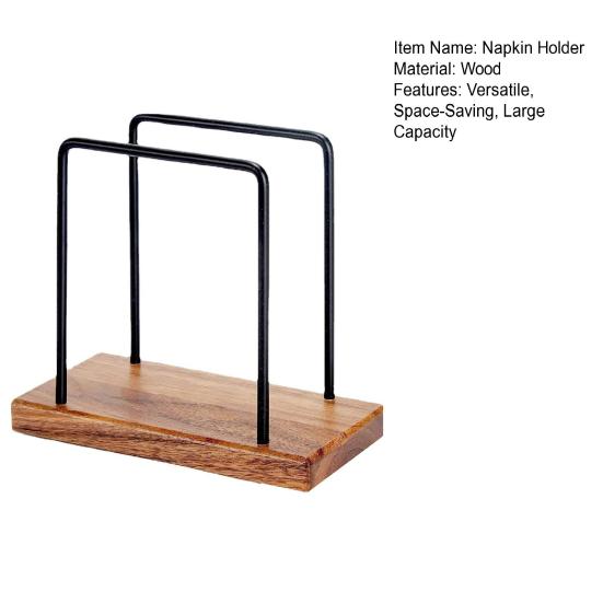 Napkin Holder Kitchen Table Metal Paper Napkin Storage Stand with Wooden Base Sturdy Tissue Holder Practical Dining Accessory