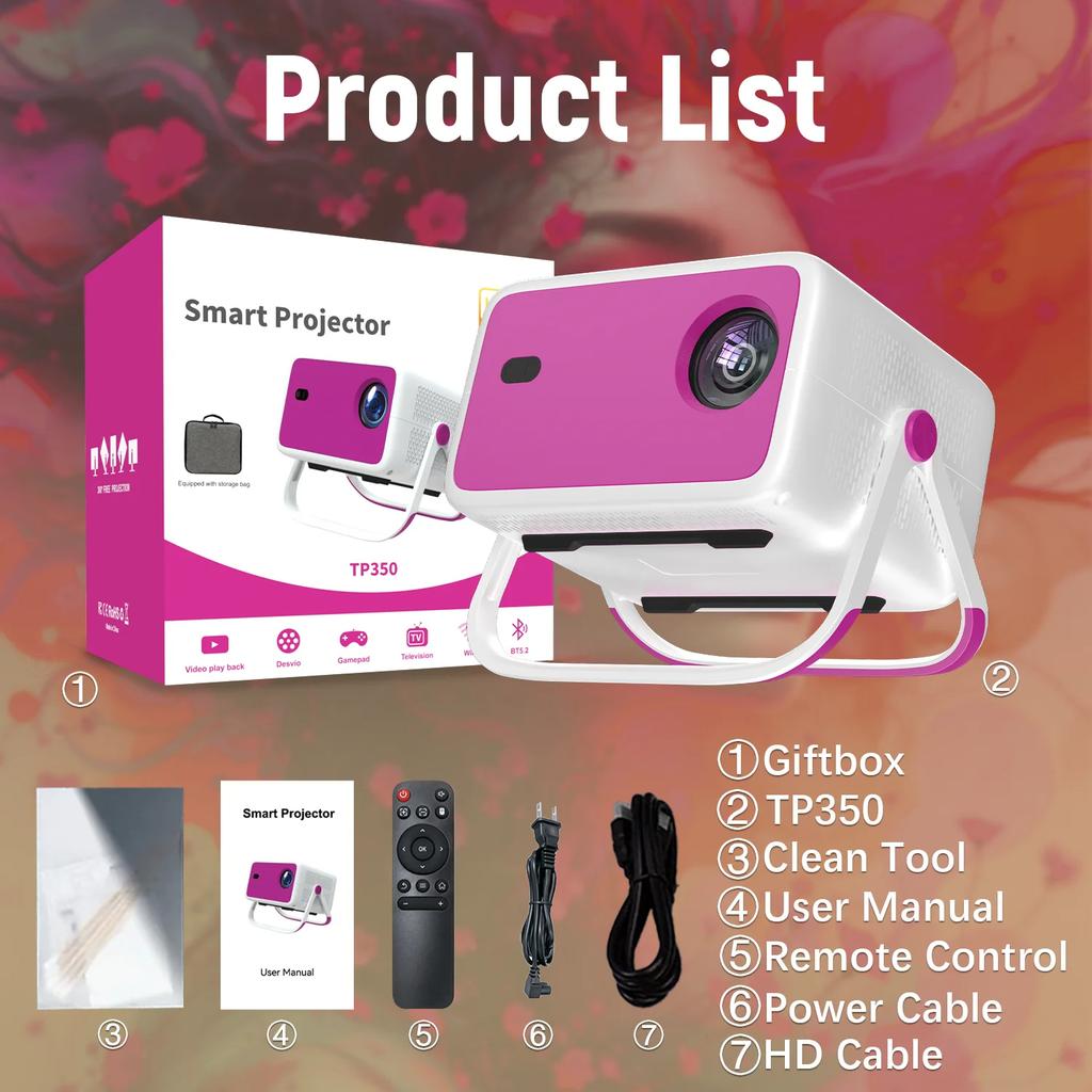 Проектор Velec 4K HD 650 ANSI 1080P с автофокусом Android 11 H713 Wifi6 BT5.2 Портативный наружный видеопроекторы для умного домашнего кинотеатра