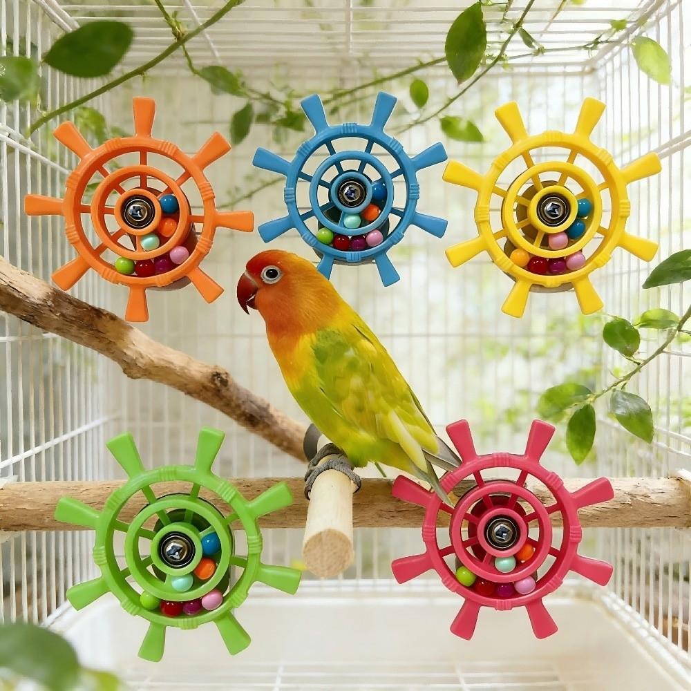 Bite Resistant Interactive Spinning Wheel Rudder Shaped Parrots Rotating Toys Bird Cage Use