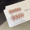 Qianfan Taohuawu White Ombre Handmade Nail Stickers - Whitening French Blush Design