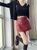 Мини-юбки из искусственной кожи, элегантные корейские модные черные юбки из искусственной кожи для женщин, юбка с высокой талией, юбка на молнии с шортами