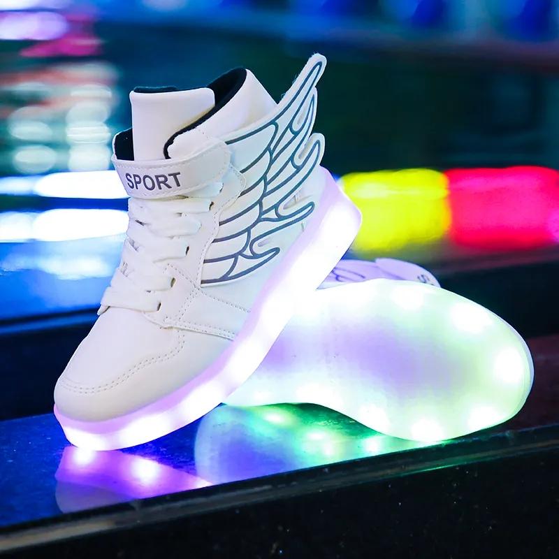 Boys Mesh Luminous Shoes Usb Rechargeable Waterproof Luminous Children's Shoes Fluorescent Shoes Baby Sports Lights Shoes for Girls and Boys