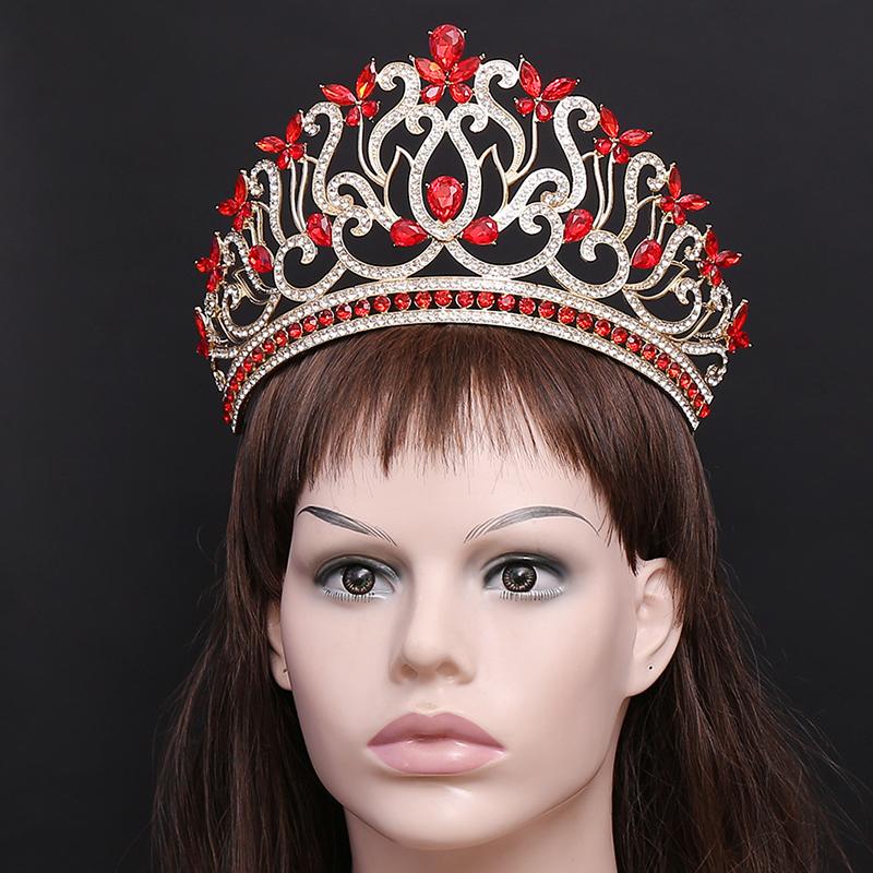 8 Colors Queen Round Crown High Tiaras and Crowns for Women Bridal Wedding Hair Jewelry Party Birthday Bride Headdress Pageant