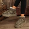 2024 Autumn and Winter Fashion Warm Casual and Comfortable Snow Boots Leopard Print Flat Heel Round Toe Fashion Boots for Women