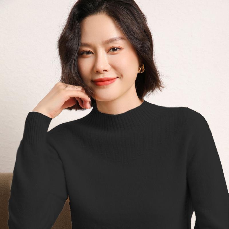 Готовый к носке Кардиган с полуворотником для женщин Осенью и Зимой Новая Кашемировая Вязаная Базовая Рубашка Модный Универсальный Пуловер Свитер