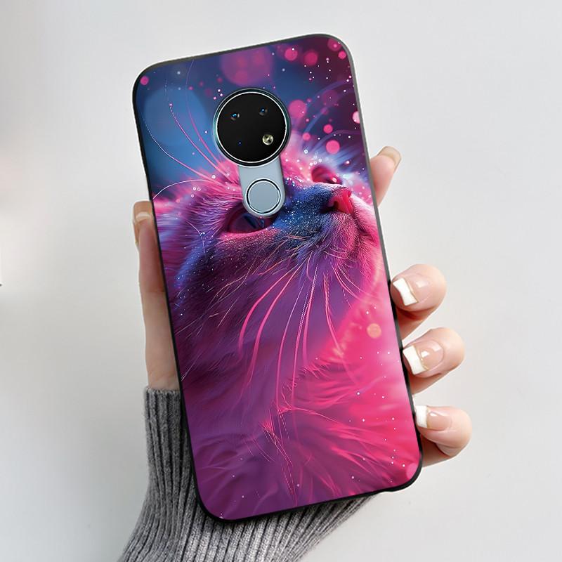 Милый Чехол Для Nokia 6.2 / Nokia 7.2 Fundas Capa Печатный Корпус Защитная Крышка Мягкий Силикон Мультяшный Черный Корпус Coque