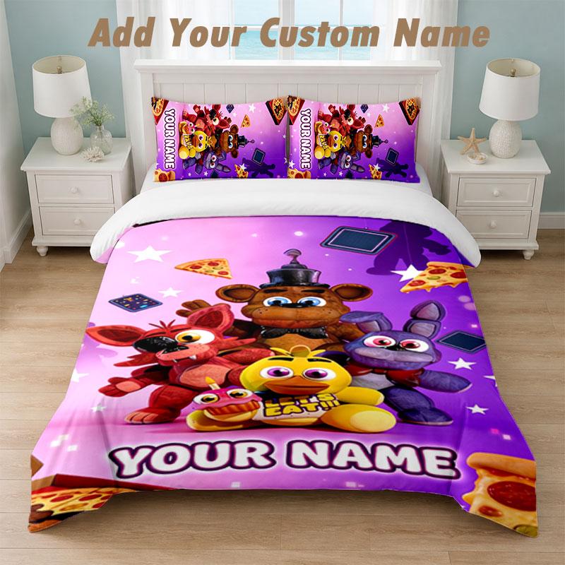 Bedding Set 1 Duvet Cover 2 Pillowcases Five Nights at Freddy’s Print Soft Bed Linen Bedroom Decor
