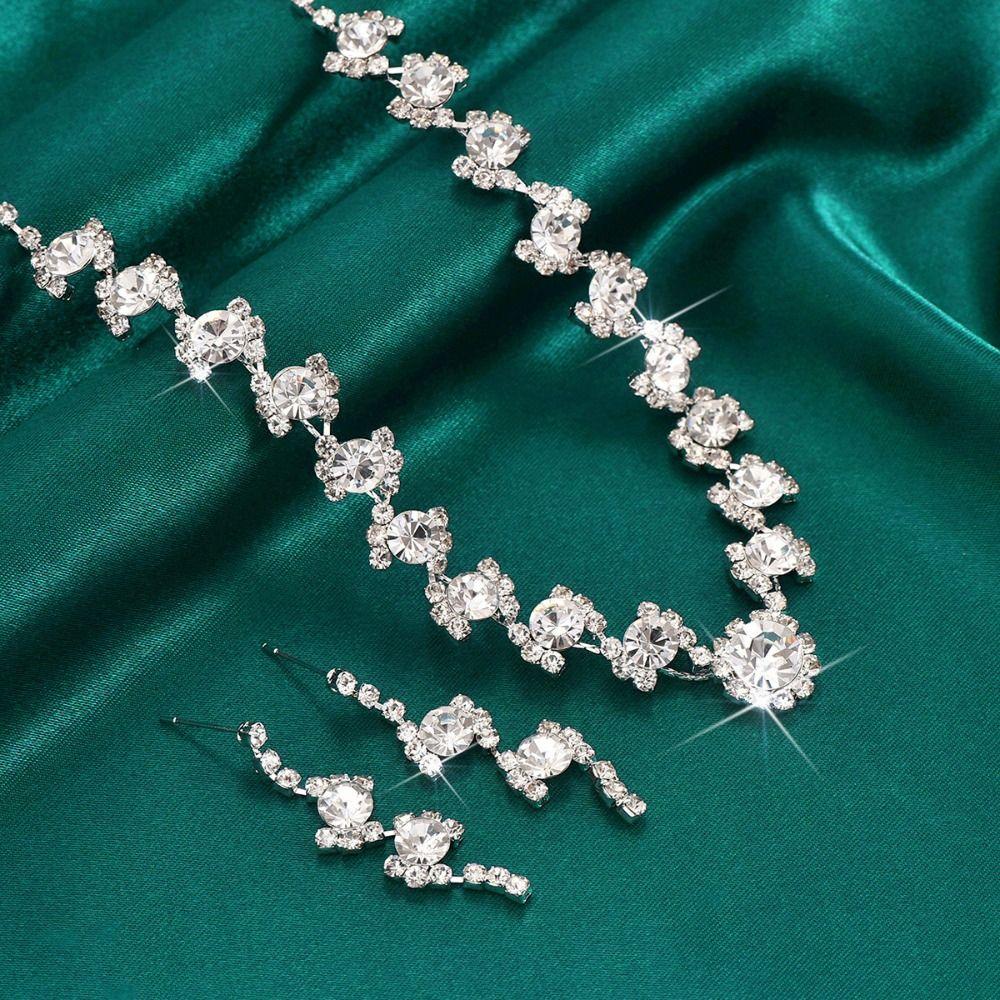 Набор украшений из когтевой цепочки со стразами, хрустальное ожерелье, серьги для свадебной вечеринки, банкет