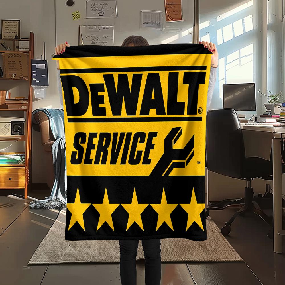 1 шт. Фланелевое одеяло с принтом Dewalt, Высококачественное, Для всех сезонов, Декор для дома, Тепло и уют, Идеально для рождественских подарков