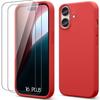 Case - BOOLING - for iPhone 16 Plus - Shockproof Silicone Ultra Slim Red + 2 Screen Protectors