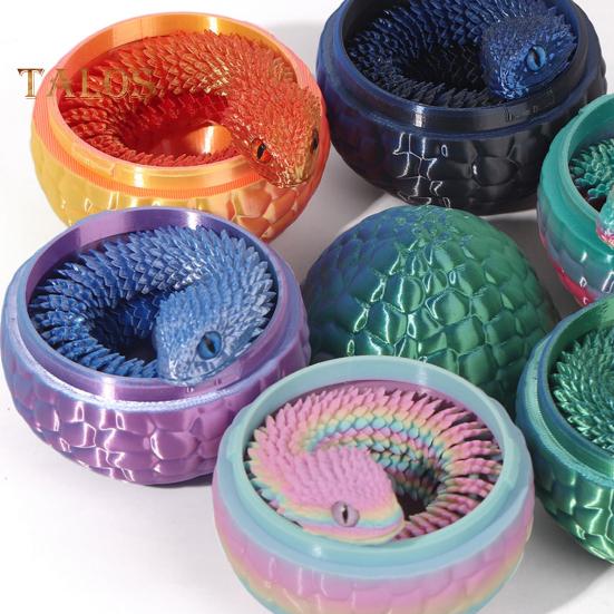 1 набор 3D-печатных фигурок в виде яйца змеи с подвижными суставами, игрушка-фиджет в виде яйца змеи с шарнирной змеей внутри, украшение для рабочего стола