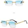 Women's Glasses Men Sun-Proof UV Protection Fashion Personality Retro Hip Hop Driving Commuter Street Shooting Snake Rimless Sunglasses