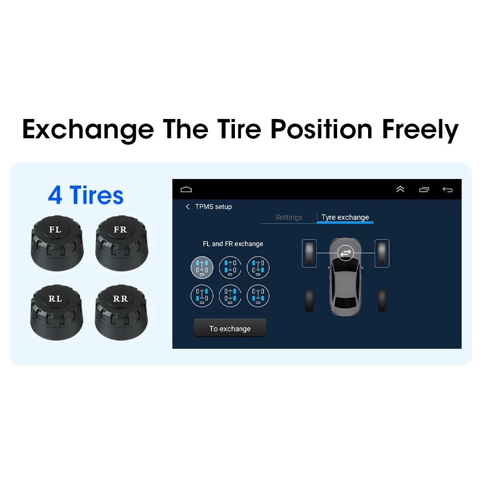 JMCQ USB Android TPMS Система мониторинга давления в шинах Система сигнализации Внутренние внешние 5 датчиков Для автомобильной навигационной магнитолы