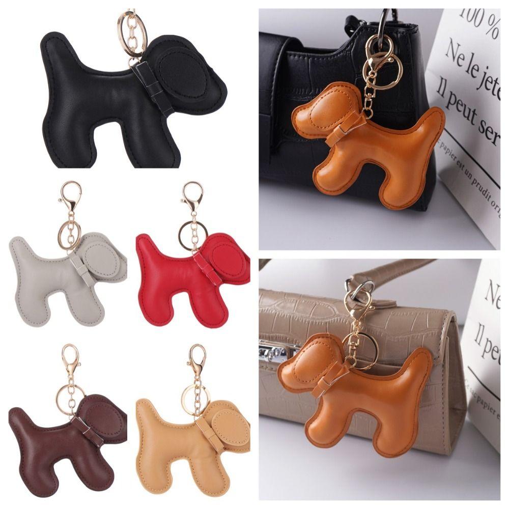 Cute Puppy Puppy Keychain PU Leather Car Key Ring Chain Cute PU Dog Keychain Bag Ornament