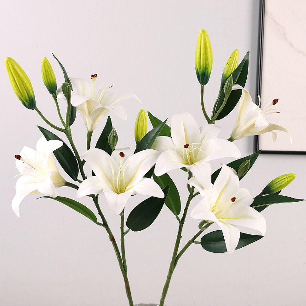 Шелковая лилия Брауна с эффектом реального прикосновения, пластиковые искусственные цветы для гостиной, для рабочего стола
