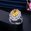 CMM Ретро Роскошное желтое розовое цирконие вечерние свадебные украшения подарок для влюбленных модное легко сочетающееся серебристое кольцо