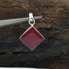 Square Raw Red Ruby Gemstone 925 Sterling Silver Pendant Jewelry, Yellow Gold Overlay, Rose Gold Overlay Pendant